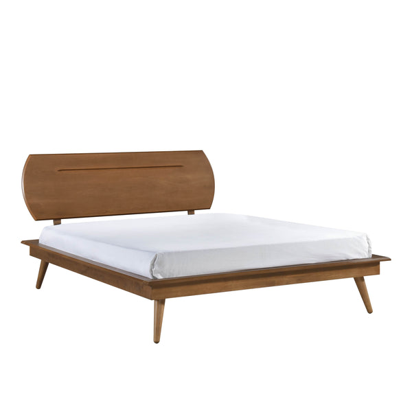 English Elm Country Queen Platform Bed with Oval Headboard — Rustic Wooden Frame, Sturdy Slat Support, Classic Charm Brown 64 L x 23 W x 3 H B011S01360