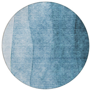 Homeroots 3' Denim Blue And Navy Ombre Washable Area Rug – Perfect For Indoor And Outdoor Living Spaces! 8' Round Polyester 579098