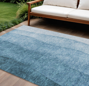 Homeroots 3' Denim Blue And Navy Ombre Washable Area Rug – Perfect For Indoor And Outdoor Living Spaces! 8' Round Polyester 579098