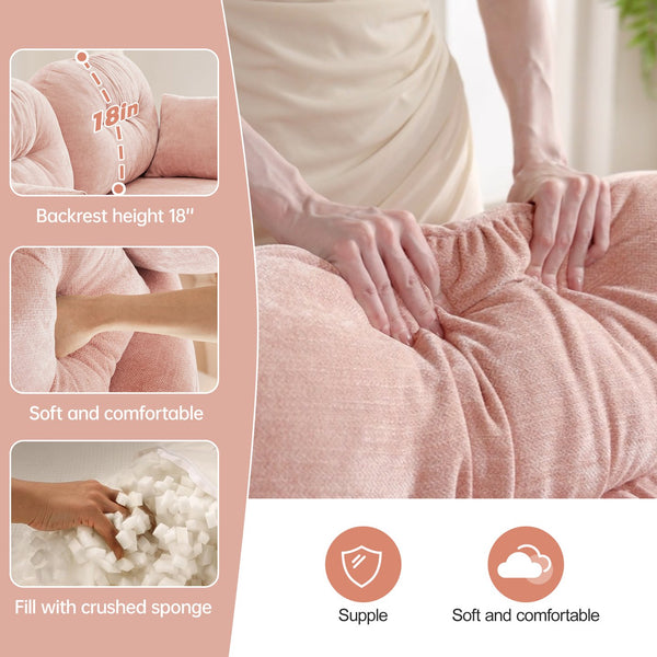 English Elm Cloud Sectional Sofa - Premium Chenille With Soft Pillows, Ergonomic Design, Tufted Backrest, Pink Elegance W714S01386