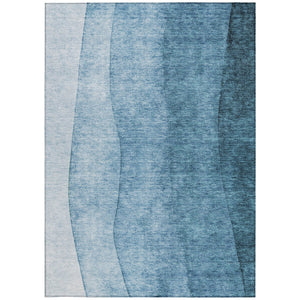 Homeroots 3' Denim Blue And Navy Ombre Washable Area Rug – Perfect For Indoor And Outdoor Living Spaces! 9' X 12' Polyester 579100