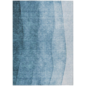 HomeRoots 9' Denim Blue to Navy Ombre Area Rug - Durable, Washable, Stylish for Indoor & Outdoor Spaces 9' X 12' 579100