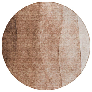 HomeRoots 5' Ombre Area Rug in Brown, Beige & Chocolate - Durable, Washable Indoor/Outdoor Style for Every Home 8' Round 579104