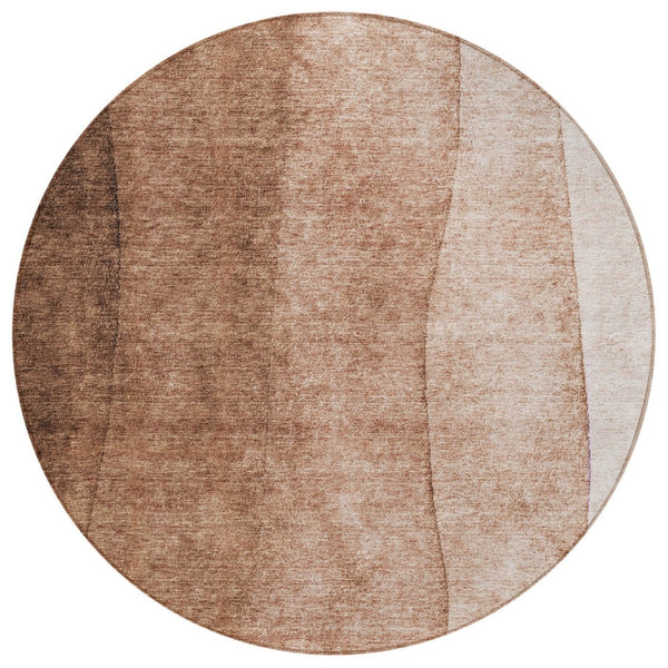 HomeRoots 5' Ombre Area Rug in Brown, Beige & Chocolate - Durable, Washable Indoor/Outdoor Style for Every Home 8' Round 579104