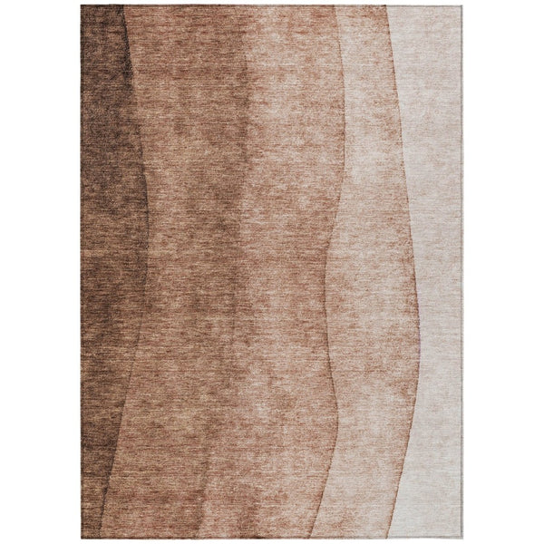 HomeRoots 5' Ombre Area Rug in Brown, Beige & Chocolate - Durable, Washable Indoor/Outdoor Style for Every Home 10' X 14' 579107