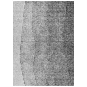 Homeroots 3' Denim Blue And Navy Ombre Washable Area Rug – Perfect For Indoor And Outdoor Living Spaces! 8' X 10' Polyester 579111