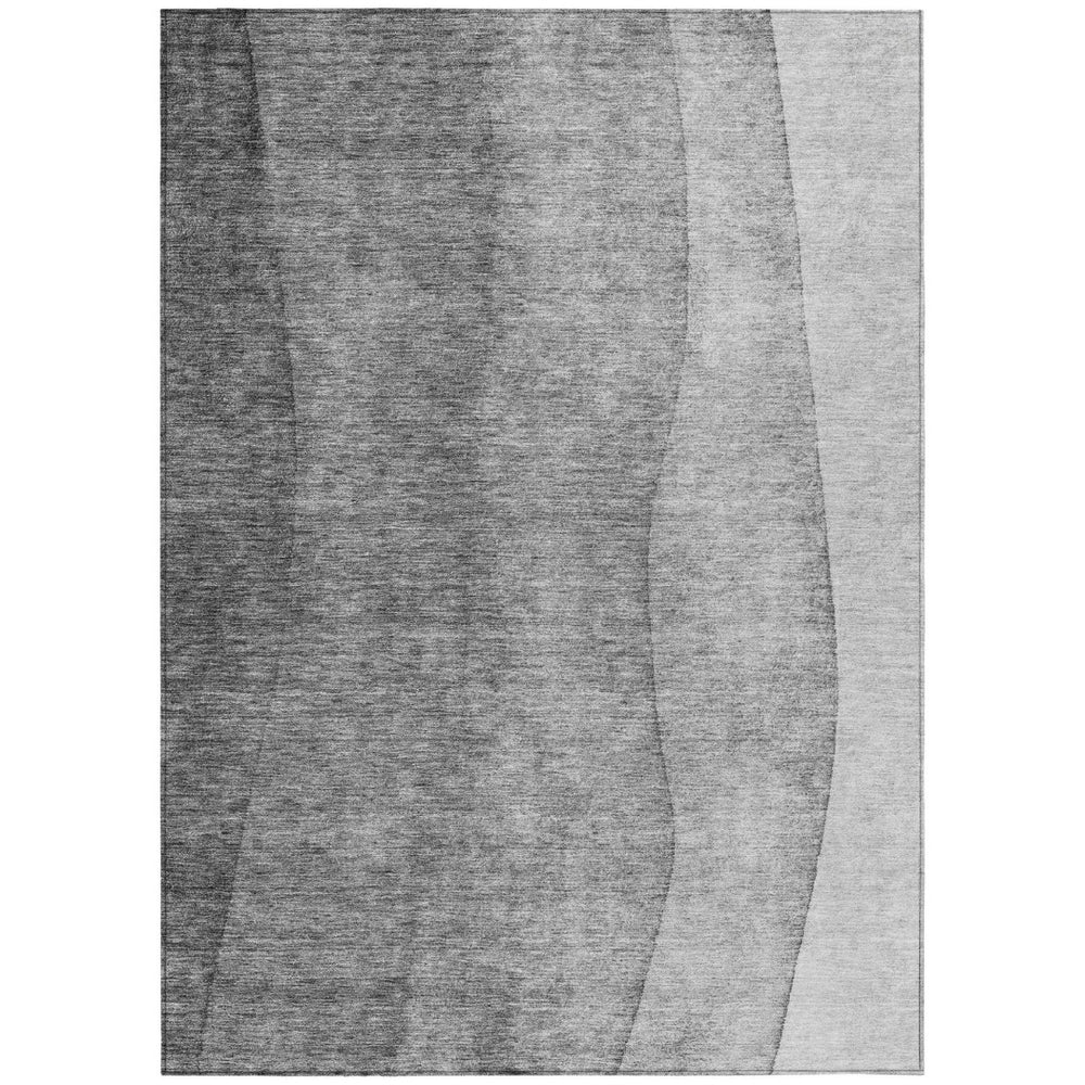 HomeRoots 9' Gray Silver Charcoal Ombre Area Rug - Modern Indoor Outdoor Design, Machine Washable & Durable 9' X 12' 579112