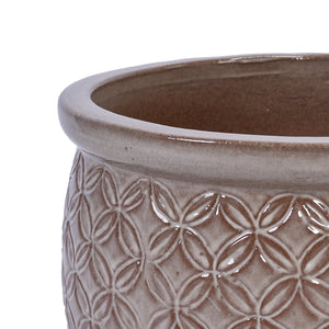 English Elm 3 Pieces Ceramic Flowerpot Set - Antique Yellow Planters For Indoor & Outdoor Garden Styling Decor W3273P321486