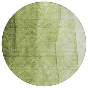 HomeRoots 5' Olive Green and Artichoke Ombre Washable Area Rug - Modern Design for Indoor and Outdoor Spaces 8' Round 579122