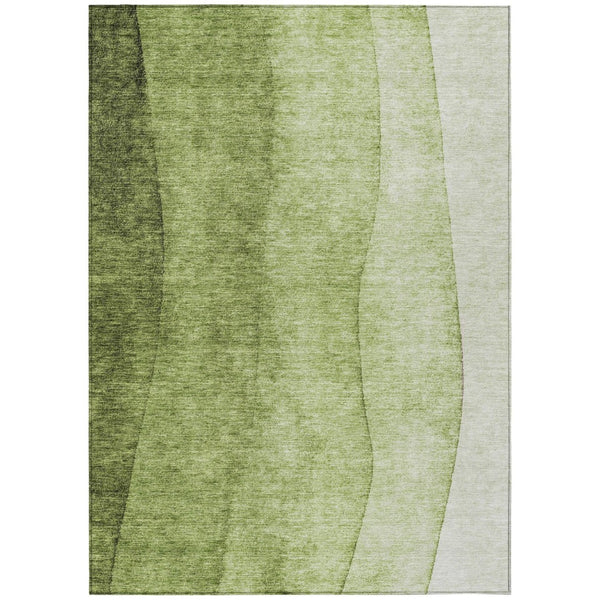 HomeRoots 9' Olive Green Ombre Area Rug - Durable, Washable Indoor/Outdoor Design for High-Traffic Spaces 9' X 12' 579124