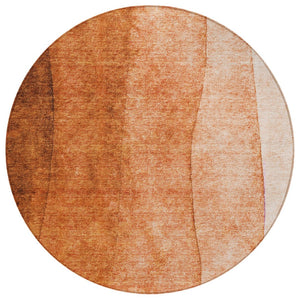 HomeRoots 5' Orange and Copper Ombre Area Rug – Stylish, Washable, Indoor/Outdoor, Durable for Modern Spaces 8' Round 579128