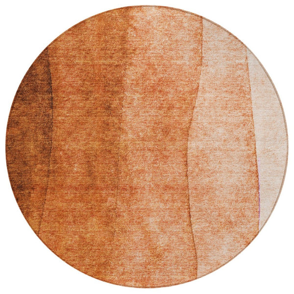 HomeRoots 5' Orange and Copper Ombre Area Rug – Stylish, Washable, Indoor/Outdoor, Durable for Modern Spaces 8' Round 579128