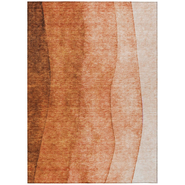 HomeRoots 5' Orange and Copper Ombre Area Rug – Stylish, Washable, Indoor/Outdoor, Durable for Modern Spaces 8' X 10' 579129