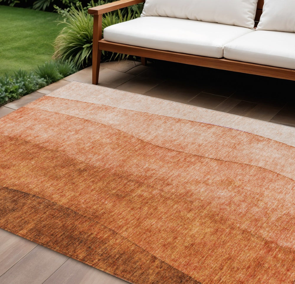HomeRoots 9' Vibrant Orange and Copper Ombre Indoor-Outdoor Area Rug for Stylish Spaces and Easy Care 9' X 12' 579130