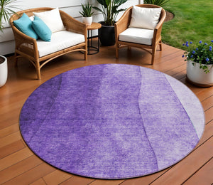 Homeroots 3' Denim Blue And Navy Ombre Washable Area Rug – Perfect For Indoor And Outdoor Living Spaces! 8' Round Polyester 579134