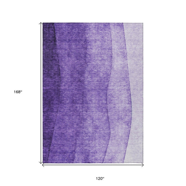 Homeroots 3' Denim Blue And Navy Ombre Washable Area Rug – Perfect For Indoor And Outdoor Living Spaces! 10' X 14' Polyester 579137