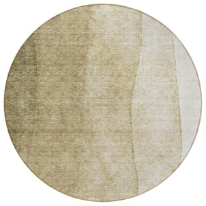 HomeRoots 5' Taupe Beige and Ivory Ombre Area Rug - Stylish, Washable, Durable for Indoor and Outdoor Spaces 8' Round 579140