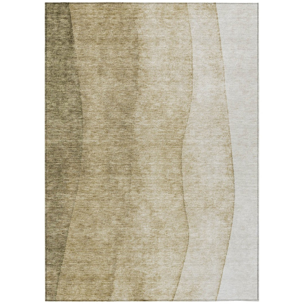 HomeRoots 5' Taupe Beige and Ivory Ombre Area Rug - Stylish, Washable, Durable for Indoor and Outdoor Spaces 8' X 10' 579141