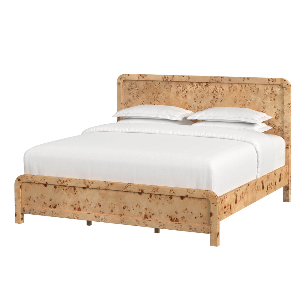 Butler Specialty Cora Mid-century Modern Burl Panel Bed - Luxurious Design With Classic Curves For Elegant Bedrooms Brown Mappa Burl Veneer,Mdf,Mindi Wood,Mix Wood 5791444-butler