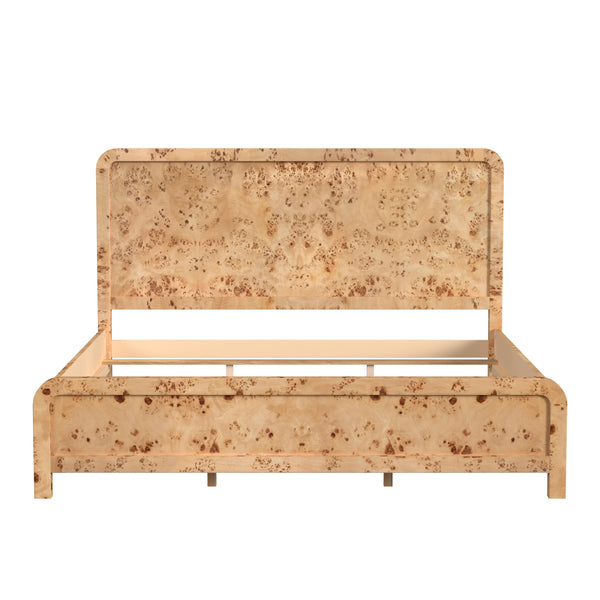 Butler Specialty Cora Mid-century Modern Burl Panel Bed - Luxurious Design With Classic Curves For Elegant Bedrooms Brown Mappa Burl Veneer,Mdf,Mindi Wood,Mix Wood 5791444-butler