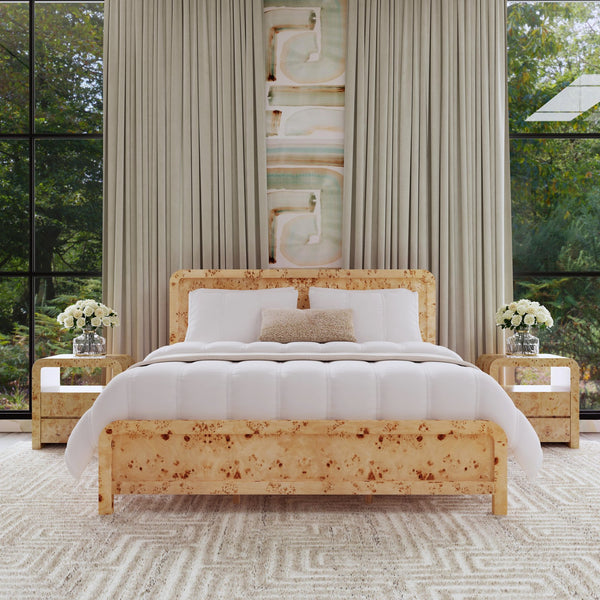 Butler Specialty Cora Mid-century Modern Burl Panel Bed - Luxurious Design With Classic Curves For Elegant Bedrooms Brown Mappa Burl Veneer,Mdf,Mindi Wood,Mix Wood 5791444-butler