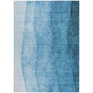 Homeroots 3' Denim Blue And Navy Ombre Washable Area Rug – Perfect For Indoor And Outdoor Living Spaces! 3' X 5' Polyester 579144