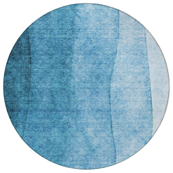 HomeRoots 5' Ombre Teal to Turquoise Indoor Outdoor Area Rug – Durable, Stain-Resistant, Easy Care Design! 8' Round 579146