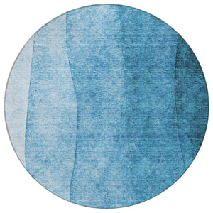 Homeroots 3' Denim Blue And Navy Ombre Washable Area Rug – Perfect For Indoor And Outdoor Living Spaces! 8' Round Polyester 579146
