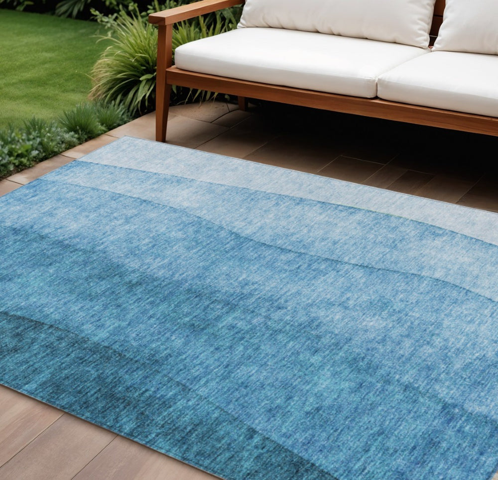 HomeRoots 5' Ombre Teal to Turquoise Indoor Outdoor Area Rug – Durable, Stain-Resistant, Easy Care Design! 8' X 10' 579147