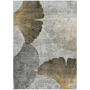 Homeroots 3' Elegant Gray Charcoal And Silver Floral Washable Area Rug For Indoor And Outdoor Spaces 3' X 5' Polyester 579150