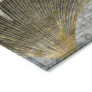 Homeroots 3' Elegant Gray Charcoal And Silver Floral Washable Area Rug For Indoor And Outdoor Spaces 3' X 5' Polyester 579150