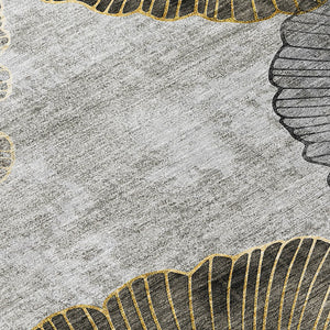 Homeroots 3' Elegant Gray Charcoal And Silver Floral Washable Area Rug For Indoor And Outdoor Spaces 5' X 8' Polyester 579151