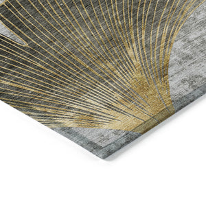 Homeroots 3' Elegant Gray Charcoal And Silver Floral Washable Area Rug For Indoor And Outdoor Spaces 9' X 12' Polyester 579154