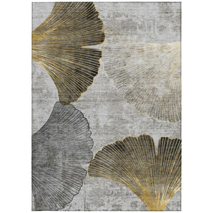 Homeroots 3' Elegant Gray Charcoal And Silver Floral Washable Area Rug For Indoor And Outdoor Spaces 10' X 14' Polyester 579155