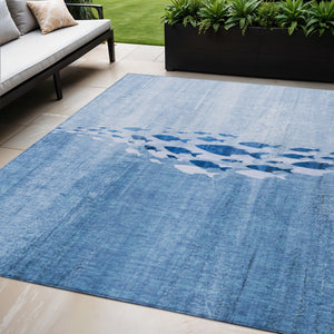 Homeroots 3' Sky Blue Nautical Area Rug - Stylish Washable Indoor/Outdoor Design For Home & Patio Decor 5' X 8' Polyester 579157