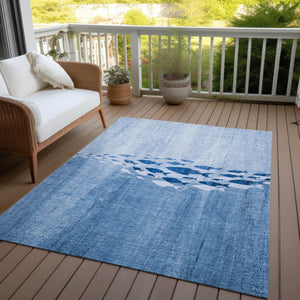 Homeroots 3' Sky Blue Nautical Area Rug - Stylish Washable Indoor/Outdoor Design For Home & Patio Decor 5' X 8' Polyester 579157