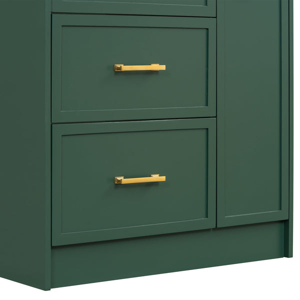 English Elm Classic 30" Forest Green Bathroom Vanity with Gold Handles, Double-Layer Drawer, Ceramic Sink Elegance N729P194978F