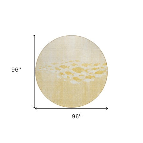 Homeroots 3' Sky Blue Nautical Area Rug - Stylish Washable Indoor/Outdoor Design For Home & Patio Decor 8' Round Polyester 579164