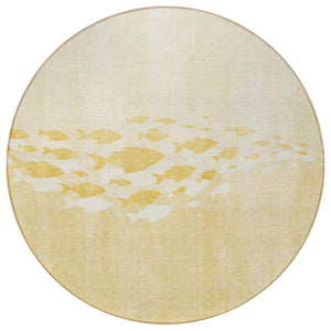 Homeroots 3' Sky Blue Nautical Area Rug - Stylish Washable Indoor/Outdoor Design For Home & Patio Decor 8' Round Polyester 579164