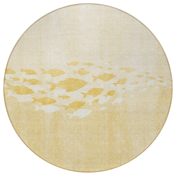 Homeroots 3' Sky Blue Nautical Area Rug - Stylish Washable Indoor/Outdoor Design For Home & Patio Decor 8' Round Polyester 579164