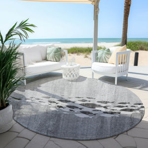 Homeroots 3' Sky Blue Nautical Area Rug - Stylish Washable Indoor/Outdoor Design For Home & Patio Decor 8' Round Polyester 579170