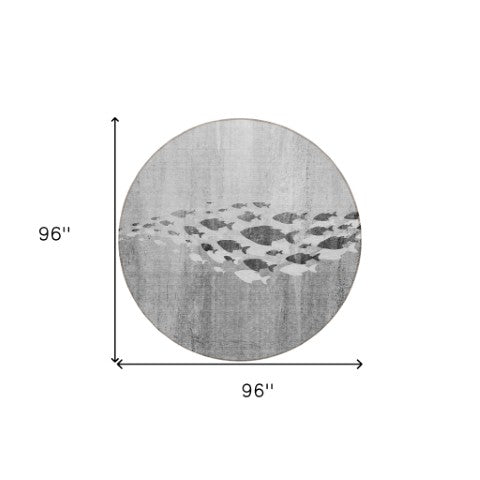 Homeroots 3' Sky Blue Nautical Area Rug - Stylish Washable Indoor/Outdoor Design For Home & Patio Decor 8' Round Polyester 579170