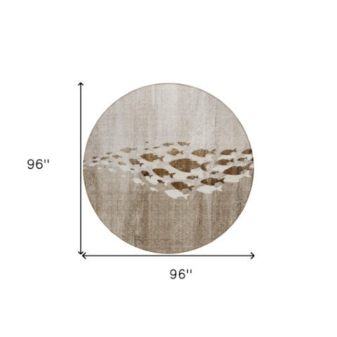 Homeroots 3' Sky Blue Nautical Area Rug - Stylish Washable Indoor/Outdoor Design For Home & Patio Decor 8' Round Polyester 579176