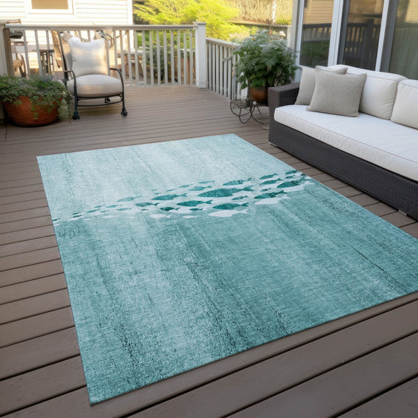 Homeroots 3' Sky Blue Nautical Area Rug - Stylish Washable Indoor/Outdoor Design For Home & Patio Decor 5' X 8' Polyester 579181