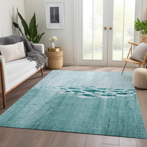 Homeroots 3' Sky Blue Nautical Area Rug - Stylish Washable Indoor/Outdoor Design For Home & Patio Decor 8' X 10' Polyester 579183