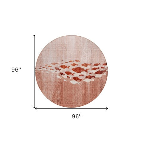 Homeroots 3' Sky Blue Nautical Area Rug - Stylish Washable Indoor/Outdoor Design For Home & Patio Decor 8' Round Polyester 579188