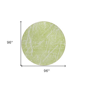 Homeroots 3' Artichoke Green And Ivory Abstract Washable Area Rug - Ideal For Indoor And Outdoor Spaces 8' Round Polyester 579194
