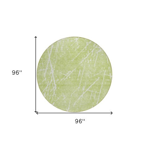 Homeroots 3' Artichoke Green And Ivory Abstract Washable Area Rug - Ideal For Indoor And Outdoor Spaces 8' Round Polyester 579194