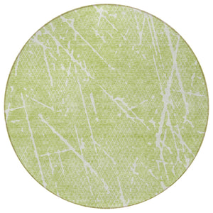 Homeroots 3' Artichoke Green And Ivory Abstract Washable Area Rug - Ideal For Indoor And Outdoor Spaces 8' Round Polyester 579194