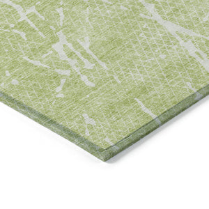 Homeroots 3' Artichoke Green And Ivory Abstract Washable Area Rug - Ideal For Indoor And Outdoor Spaces 8' X 10' Polyester 579195